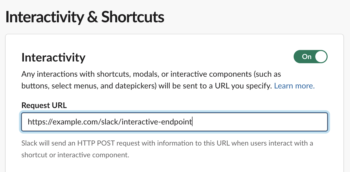 Slack Interactive URL