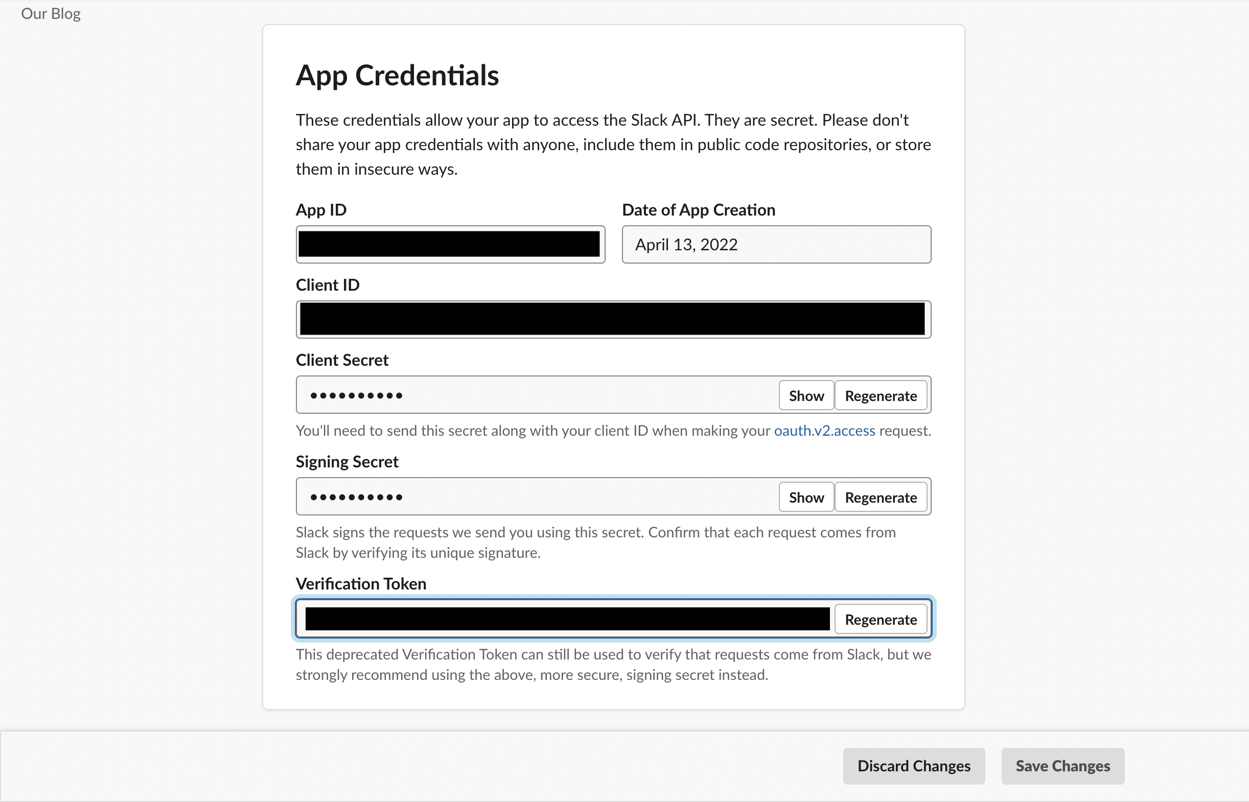 App Credentials